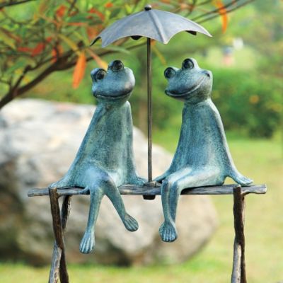 Set of 6 Bronze Frog Sculptures – Handcrafted Garden Art Collection