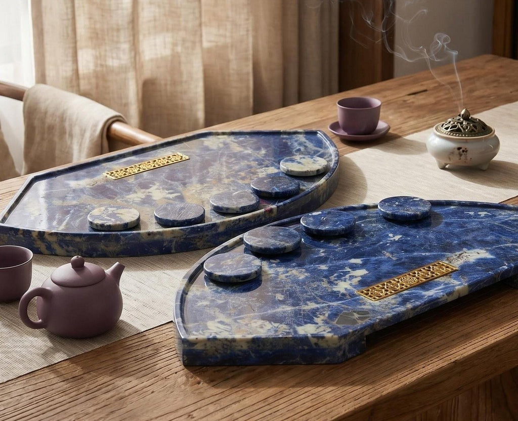 Luxury Bolivia Natural Stone Tea Tray – Handcrafted Marble Serving & Display Tray by Homeware Life
