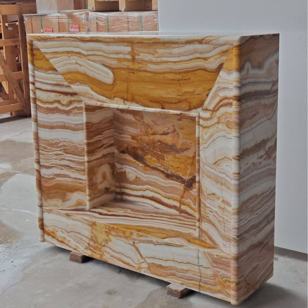 Luxury Onyx & Marble Fireplace – Handcrafted Natural Stone Statement Mantel by Homeware Life