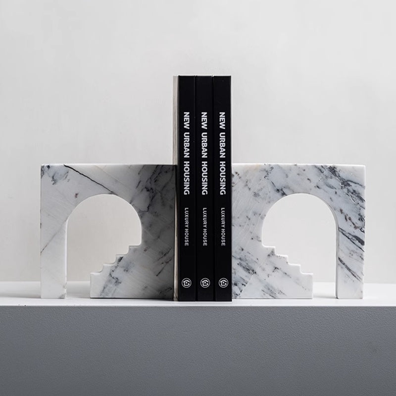 Homeware Life 4-Piece Set of Marble Arch Holders – Nordic Minimalist Travertine & White Marble Decorative Sculptures
