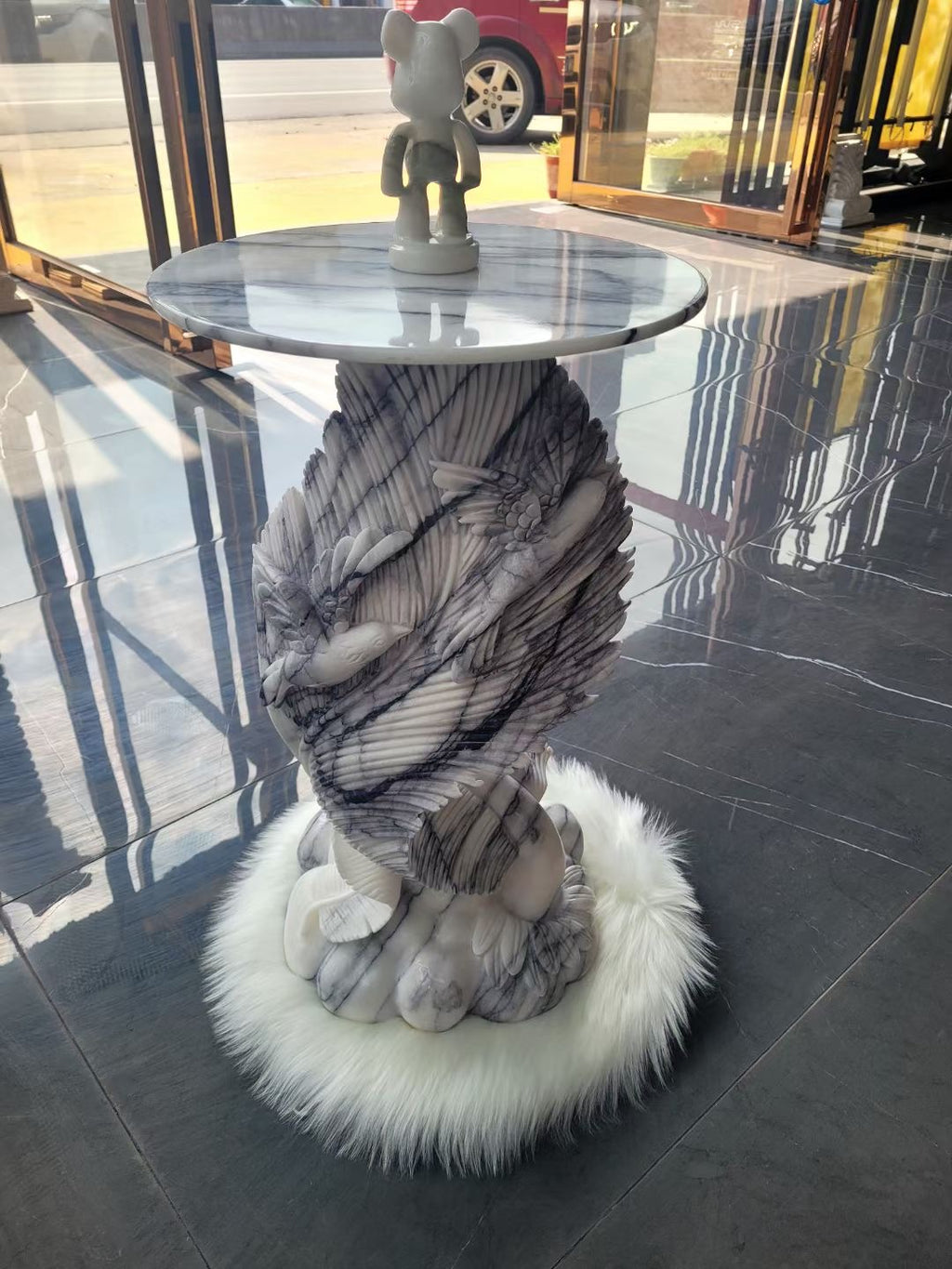 3D Carved Natural Marble Side Table – Homeware Life French Modern Console Table