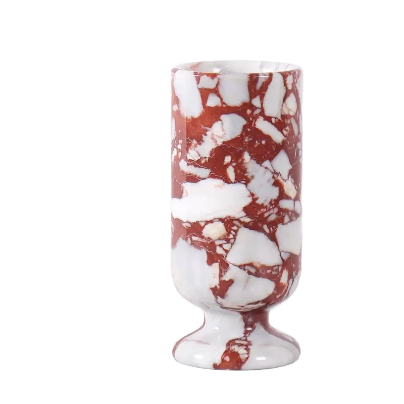 Luxury Natural Red Travertine Vase – Handcrafted Modern Stone Decorative Vase by Homeware Life