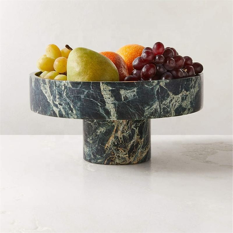 Spider Green Marble Fruit Bowl – Honed Stone Decorative Bowl by Homeware Life