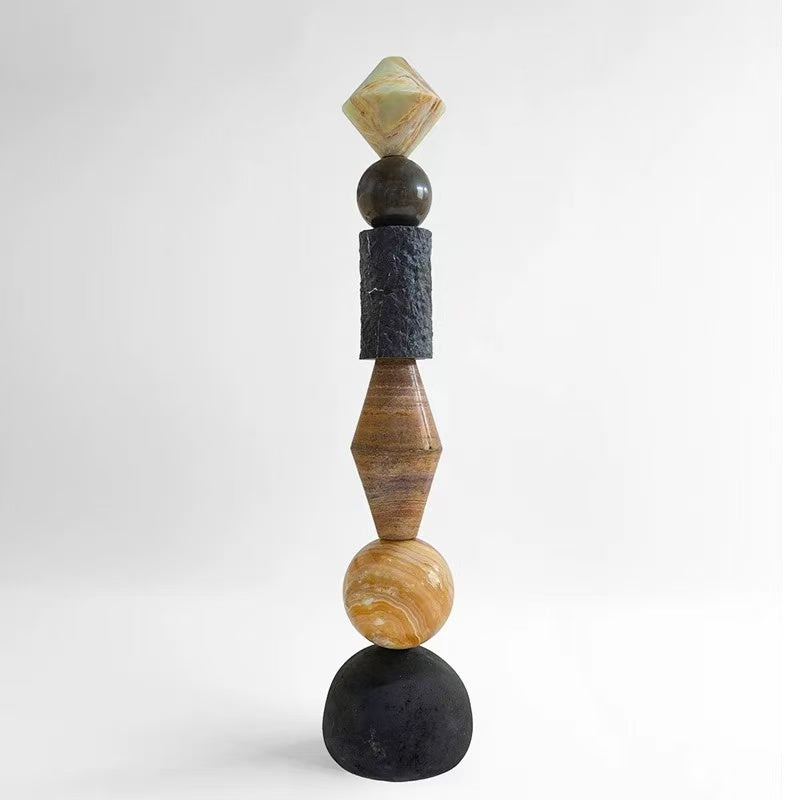 Homeware Life Modern Natural Dark Marble Pedestal Stand 35x35x160cm – Indoor & Outdoor Luxury Display Column