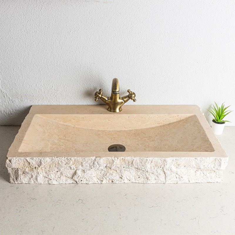 Modern Square Marble Bathroom Vessel Sink – Luxury Stone Basin by Homeware Life