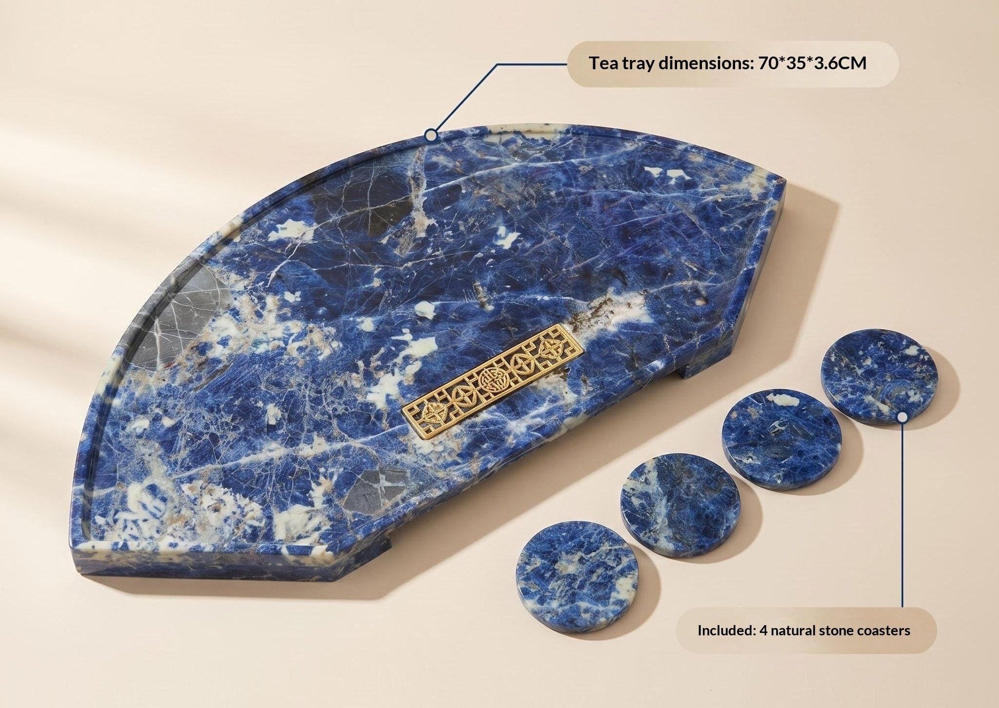 Luxury Bolivia Natural Stone Tea Tray – Handcrafted Marble Serving & Display Tray by Homeware Life
