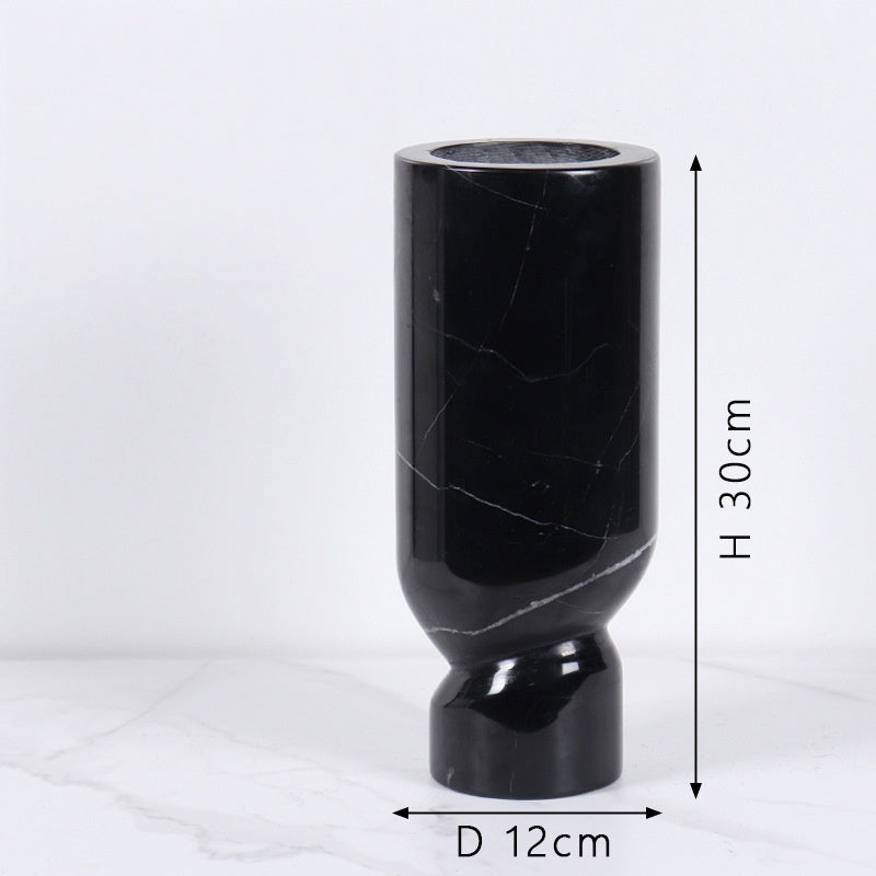 Homeware Life D12×30 cm Marble Vase x2 – Nordic Style Travertine Decorative Flower Pot for Elegant Home Accents