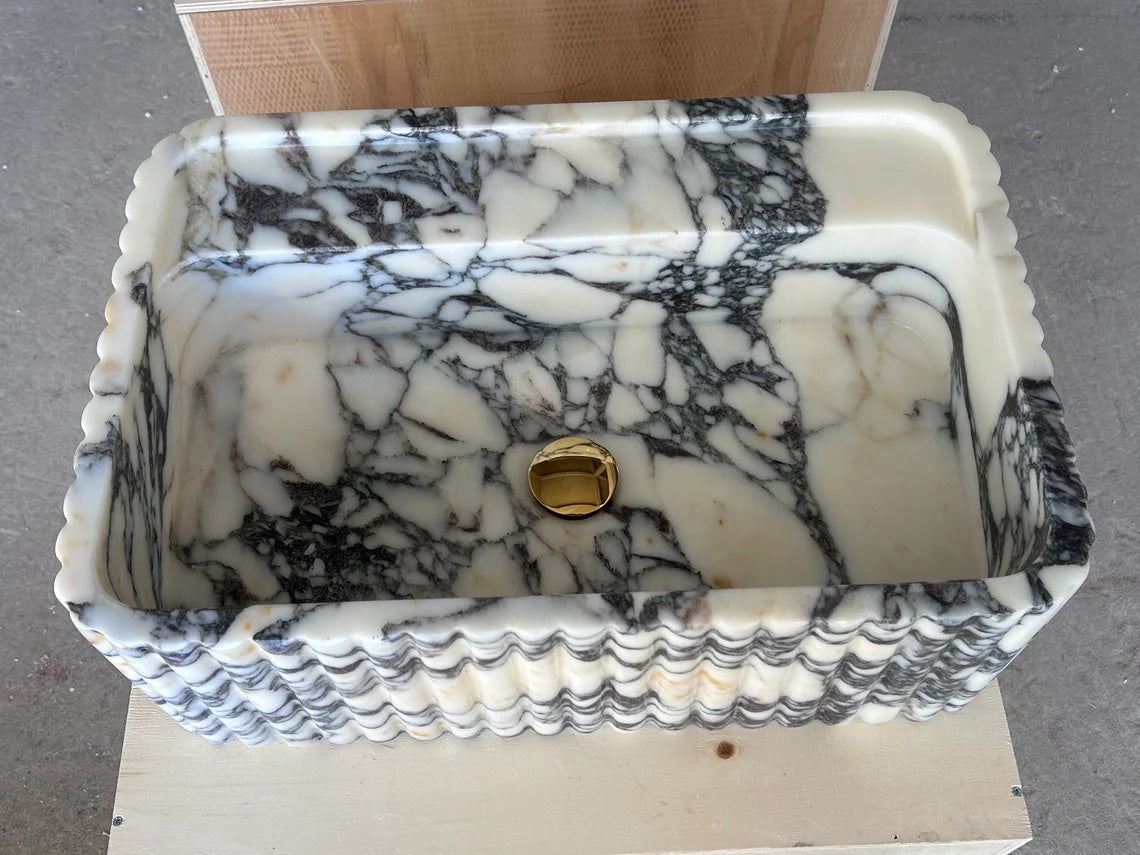 Calacatta Viola Natural Marble Basin – Homeware Life Luxury Bathroom Sink