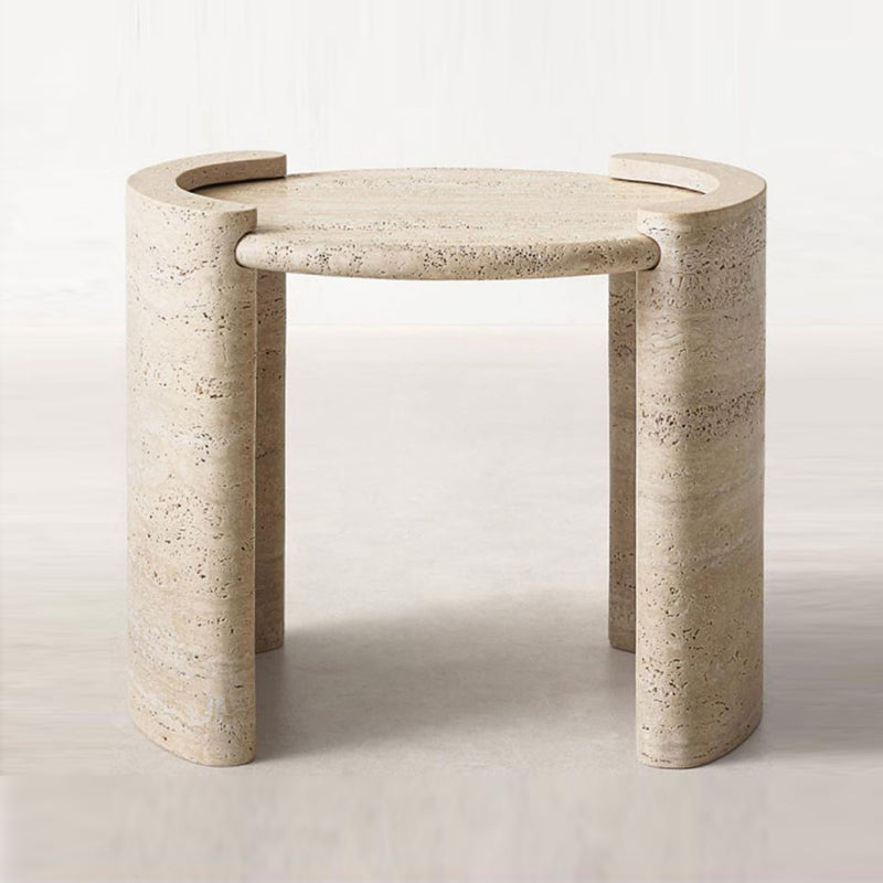 Wabi-Sabi Beige Travertine Marble Side Table – Homeware Life Modern Luxury