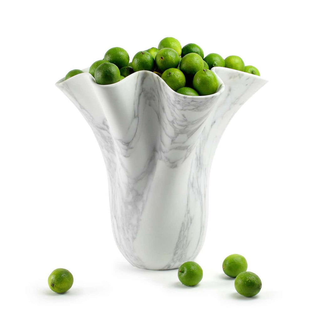 Homeware Life White Arabescato Marble Pot – Handmade Multipurpose Stone Vase | Organic Sculpture & Luxury Decor Vessel