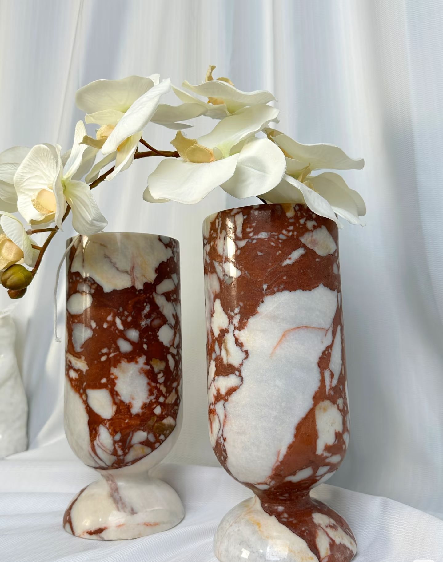 Luxury Natural Red Travertine Vase – Handcrafted Modern Stone Decorative Vase by Homeware Life