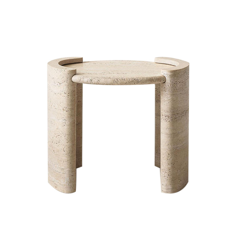 Wabi-Sabi Beige Travertine Marble Side Table – Homeware Life Modern Luxury