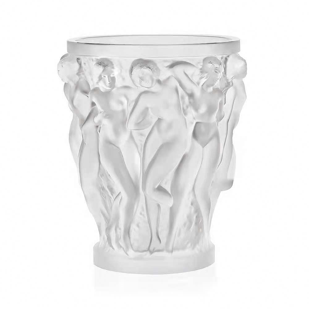 Homeware Life Clear Crystal Glass Flower-Theme Vase 32 cm – Handmade Art Glass Centerpiece (White / Transparent)