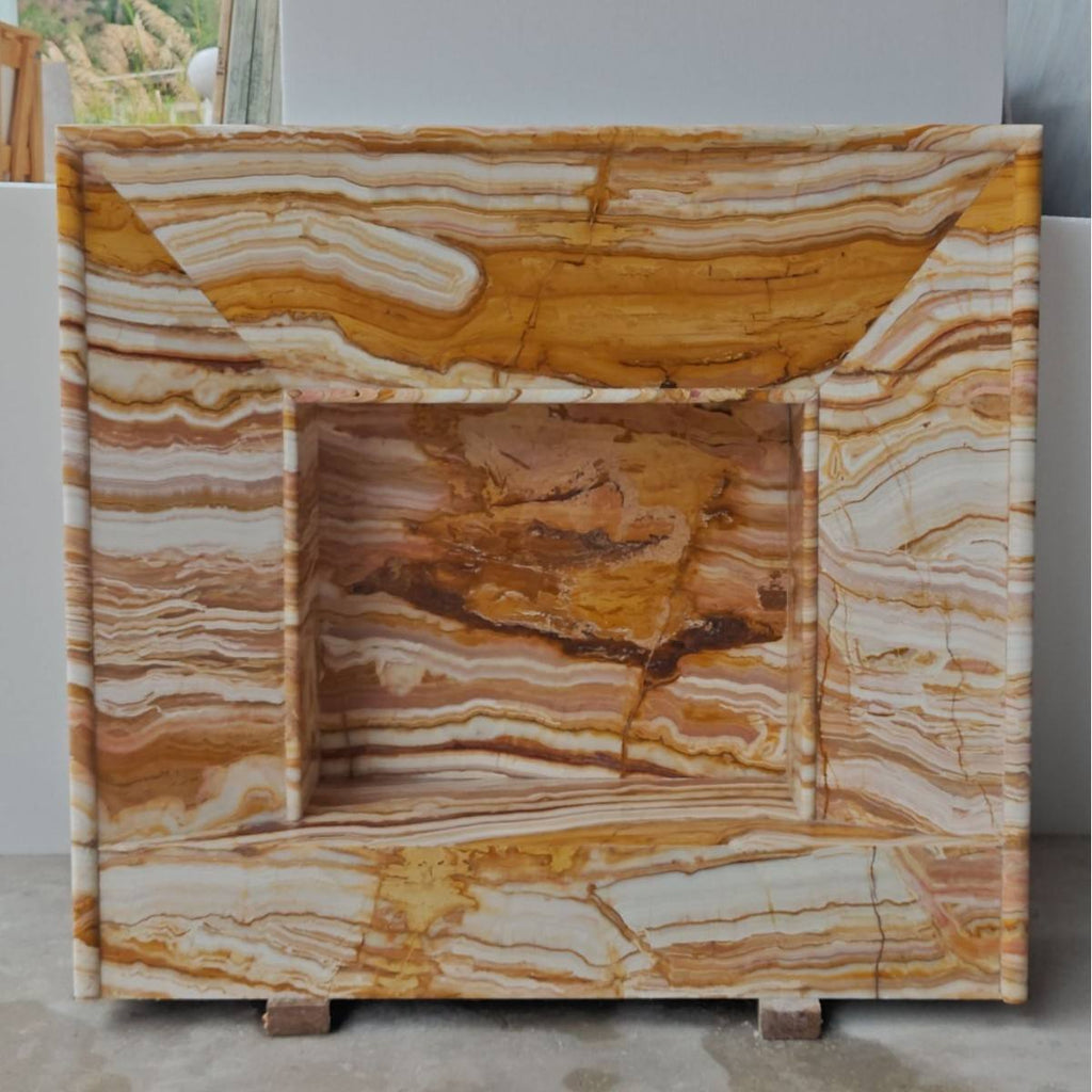 Luxury Onyx & Marble Fireplace – Handcrafted Natural Stone Statement Mantel by Homeware Life