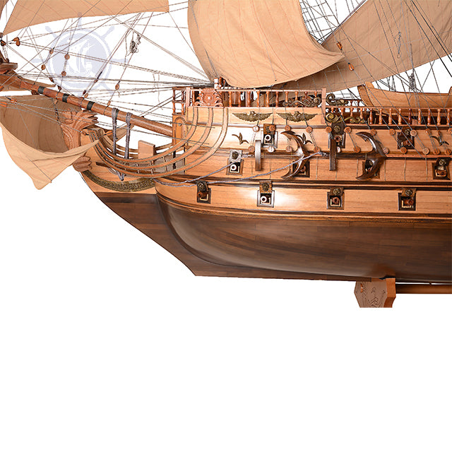 Homeware Life San Felipe Handcrafted Wooden Model Ship – Luxury Nautical Home Decor with Cedar Display Stand