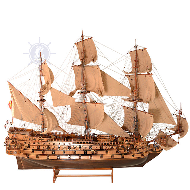 Homeware Life San Felipe Handcrafted Wooden Model Ship – Luxury Nautical Home Decor with Cedar Display Stand