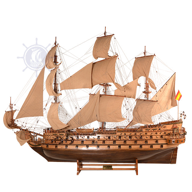 Homeware Life San Felipe Handcrafted Wooden Model Ship – Luxury Nautical Home Decor with Cedar Display Stand