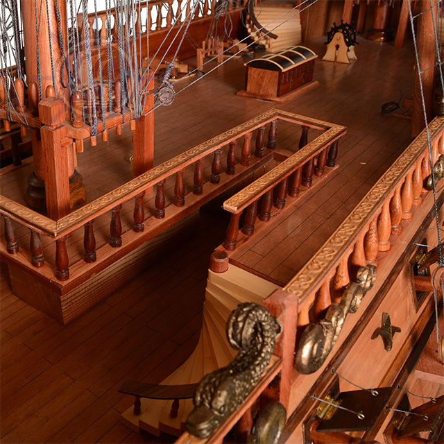 Homeware Life San Felipe Handcrafted Wooden Model Ship – Luxury Nautical Home Decor with Cedar Display Stand